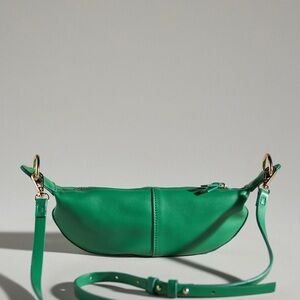 Anthropologie Green Crescent Crossbody Bag